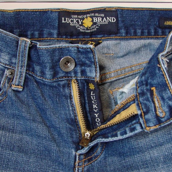 Lucky Brand Jean Shorts Abbey Bermuda Long Denim Frayed Raw Hem Size 4  / 27 - Picture 8 of 16